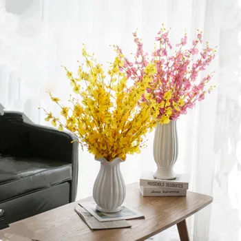 1бр Орхидея Коприна Изкуствени Цветя, Oncidium Цвете Хол Декорация на дома