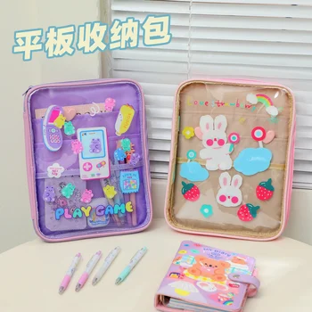 Ins/ Корейска Мультяшная Чанта За Таблет За Момичета, Прозрачна 11-инчовата Чанта за iPad, Студентски Скъпа Вътрешна Чанта, Подложка, Преносима Чанта За Съхранение