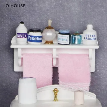JO HOUSE 1: 12 Миниатюри куклена Къща Закачалка За Хавлии За Баня, полици За Съхранение на Аксесоари
