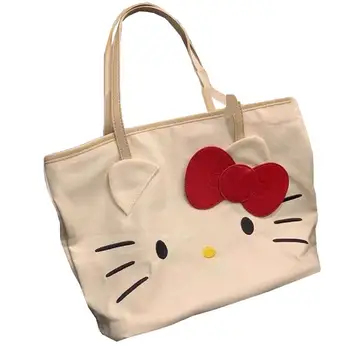 Kawaii Sanrio Hello Kitty модни мультяшная холщовая чанта с голям капацитет, чанта през рамо, Коледен подарък за рожден ден