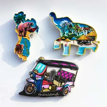 QIQIPP Творчески магнитни стикери за хладилник тайландски туристически сувенири Пакетче количка карта слон