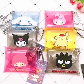 Sanrio Портмонето Hellokitty Kuromi Cinnamoroll Kawaii Прозрачна Чанта За Съхранение На Държач За Карти Мини Калъф За Ключове Раница Висулка Подарък