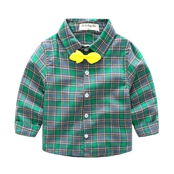 Висококачествена новата пролетно-есенна детска риза с Дълги ръкави за момчета и момичета, памучен блуза в клетката, райета, ежедневни облекла за деца, детски дрехи