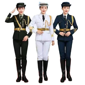 Военен Златен Пояс Униформи Китай Три Служба На Армията Почетен Охрана Костюм Студент Знаменосец На Церемонията По Портиер Облекло Дама