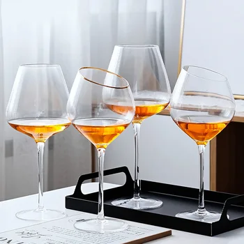 Европейски стил кристална чаша за червено вино, Единния домакински чаша, Голяма чаша за вино, Високо стъкло, проследяване на златни ръбове, комплект за вино, чаша за вино