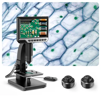 Електронен Микроскоп 7 Инча Регулируем LCD Дисплей за Запояване на Дигитален Микроскоп Черно 1080 P Инструмент за Запояване 11LED 2000X