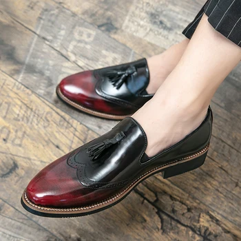 Италианската луксозна марка мъжки обувки, Кожени лоферы, Мъжки Ежедневни обувки, Oxfords в Британския стил, обувки с пискюли, мъжки модел обувки на платформа