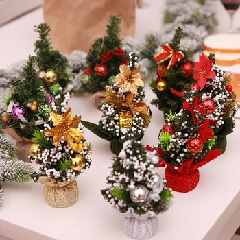 Коледна Украса Имитират Растенията Магазин Коледен Маса за вътрешна Декорация в Няколко Цвята Мини Коледно Дърво 22 СМ Фестивални Аксесоари