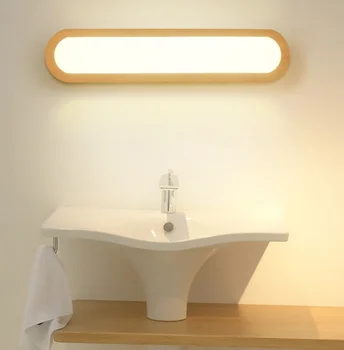 Креативен скандинавски дървен стенен лампа за спални 110-240 v фоайето, на фона на лампа за кабинет, огледало за баня, осветление