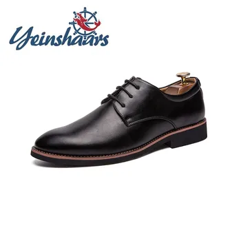 Мъжки обувки, Ежедневни мъжки обувки-Oxfords, с Модерна Кожена официалната обувки, класически Черни Обувки, модел обувки в стил ретро, елегантни обувки дантела