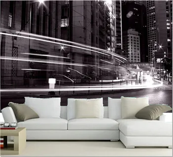 Най-новата 3D стенопис, 3d красива нощна сцена модерен град, стенни хартия за телевизора в хола, спалня