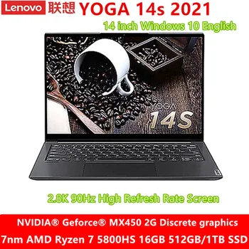 Нов лаптоп Lenovo Yoga 14т 2021 AMD Ryzen 7 5800HS с висока честота на опресняване 2,8 К 90 Hz Екран 14 инча, FHD IPS NVIDIA Geforce MX450 2 GB