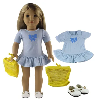 Нов стоп-моушън облекло от 4 теми + 1 Чанта + 1 чифт обувки за 18-инчовата американската кукла Bitty Baby Doll X114