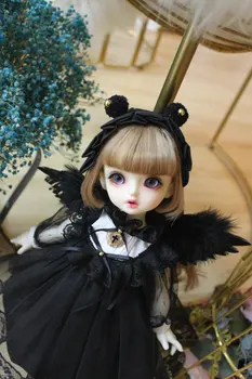 Облекло за кукли BJD подходящ за 1-3 1-4 1-6 размера черна рокля и костюм с крила на ангел аксесоари за кукли