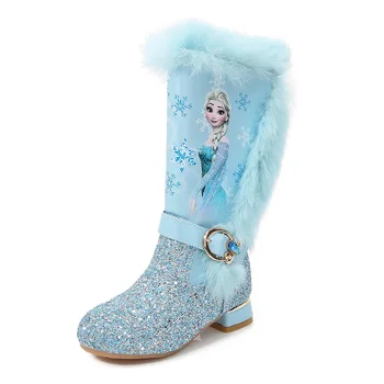 Обувки на висок ток за момичета; Колекция 2020 г.; сезон Есен-зима; Детски обувки за момичета; Флисовые Зимни Обувки Принцеса Айши; Детски обувки; обувки за момиченца