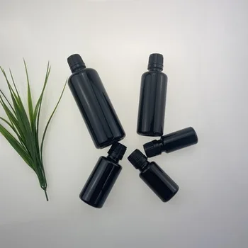 Портативни блестящи Черни Стъклени бутилки с черна капак за аутопсия капкомер euro за козметични контейнери за ароматерапия етерично масло