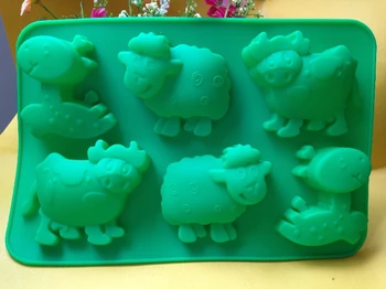 силиконова форма за 6 кухини, коровья Пастбищная овче нечовешки животински силиконова форма за торта, формата за желе
