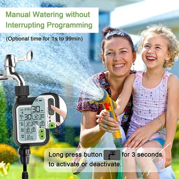 Таймер маркуч с датчик за дъжд, таймер за поливане с 3 отделни програми, автоматична система за поливане на градината, голям LCD екран