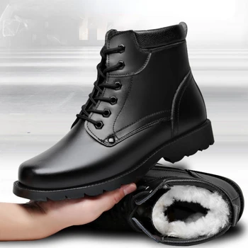 Топли Вълнени Мъжки обувки и Кожени Военни Ботуши Памучен Обувки, Мъжки Къси Ботуши Улични Бойни Зимни Обувки